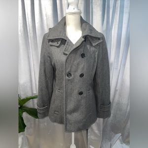 Calvin Klein Pea Coat Womens 8 Gray Wool Blend